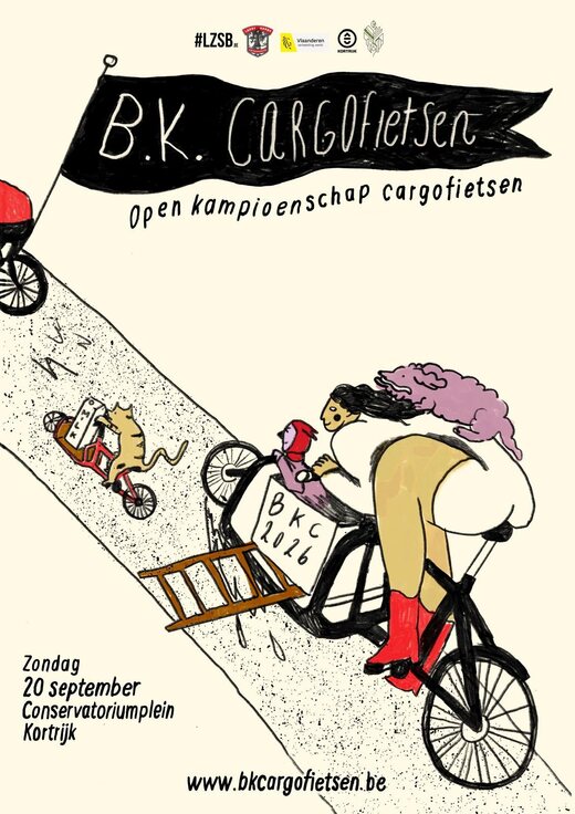 B.K. Cargofietsen 2026 poster — open Belgian cargo bike championship, Sunday 20 September, Kortrijk